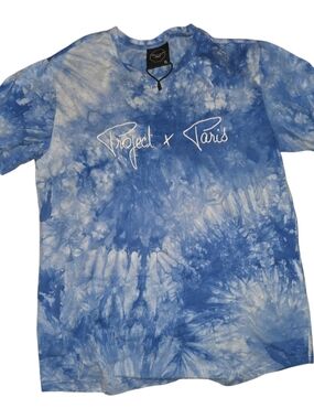 Project x Paris Blue Tie-Dye Logo Short Sleeve Tshirt Size X-Large